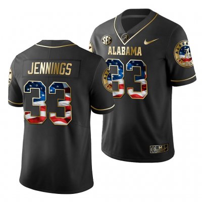 Men's Alabama Crimson Tide #33 Anfernee Jennings 2019 Stars and Stripes Black Golden Limited Edition NCAA College Football Jersey 2403AACZ8